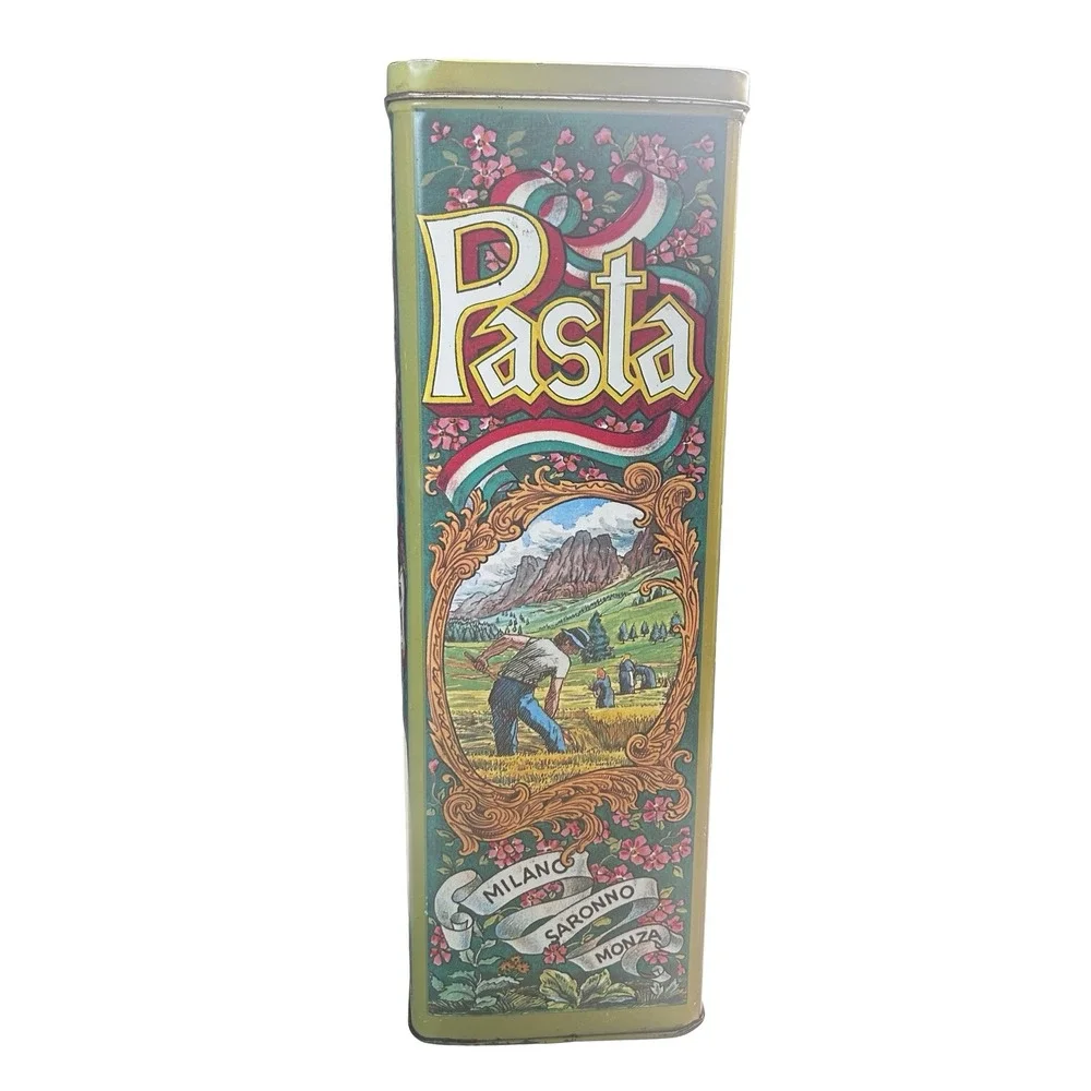 Della Real Casa Vintage Pasta Tin Case Mfg Co. Made in England‎ Metal Canister